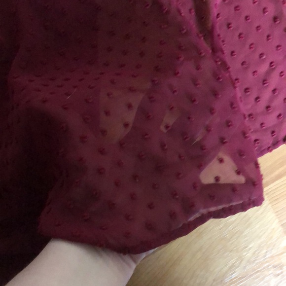Maroon Sheer Split Back Shirt - Picture 3 of 6